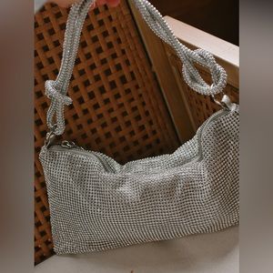 Mini Rhinestone Slouchy Shoulder Bag